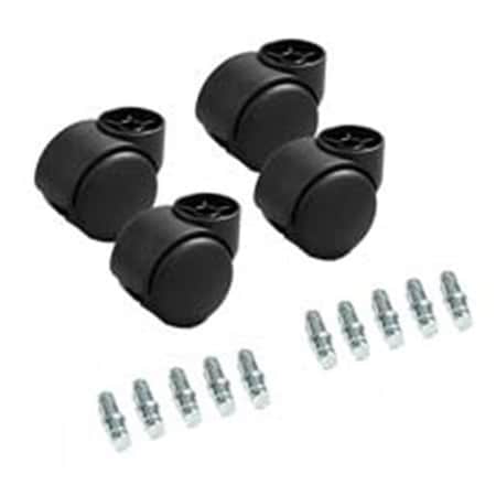 mpany Dual Casters- 2-.19in. Dia- B-K Stems- Hard Wheel- Black